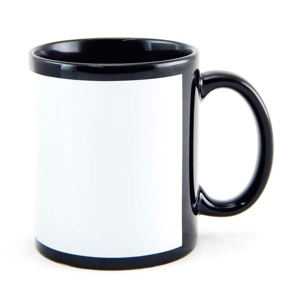 Caneca de Cerâmica para Sublimação Preta com Faixa Branca-110002