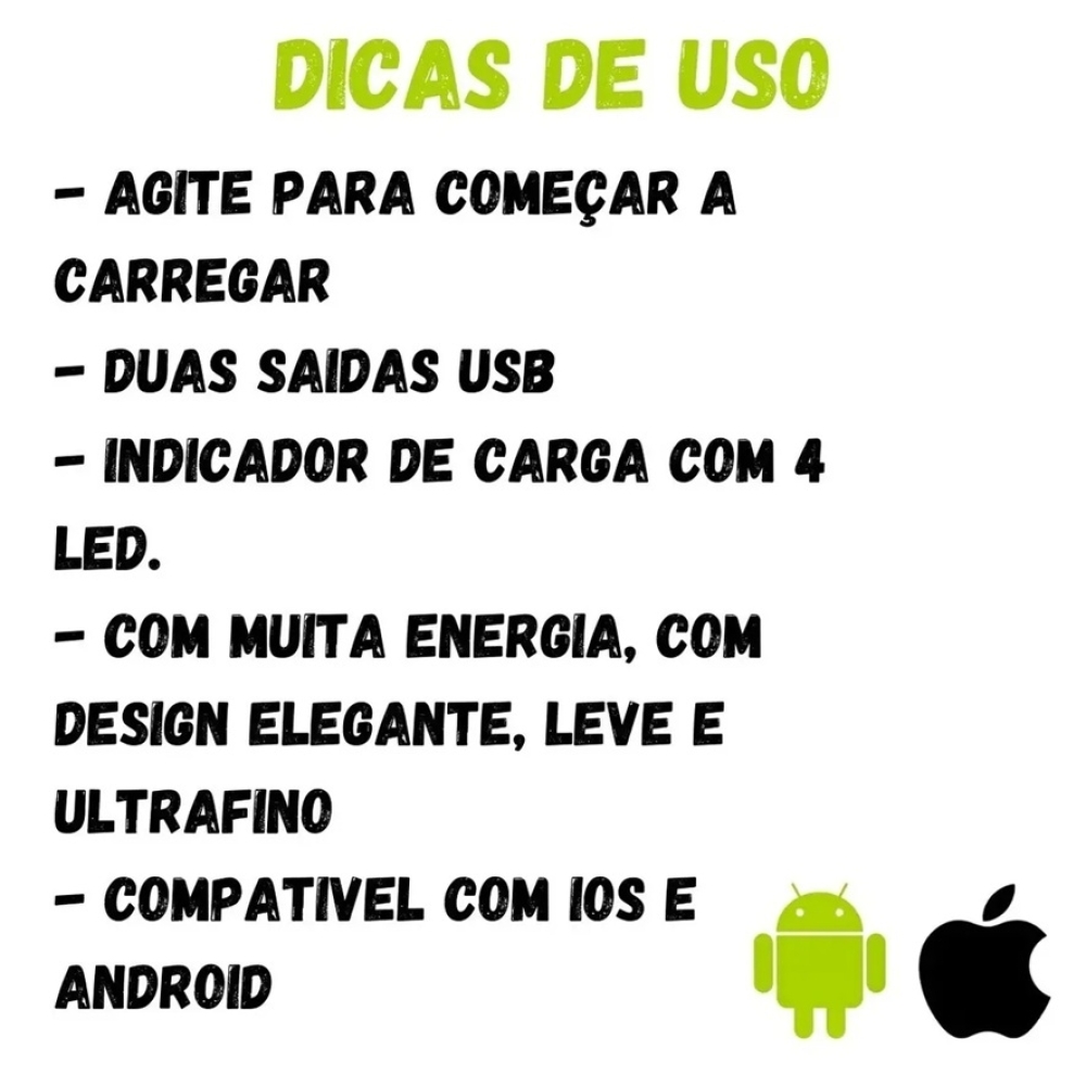 Power Bank Universal 5.000 Mah Compatível Android e IPhone (SOMENTE VENDIDO COR MISTA)