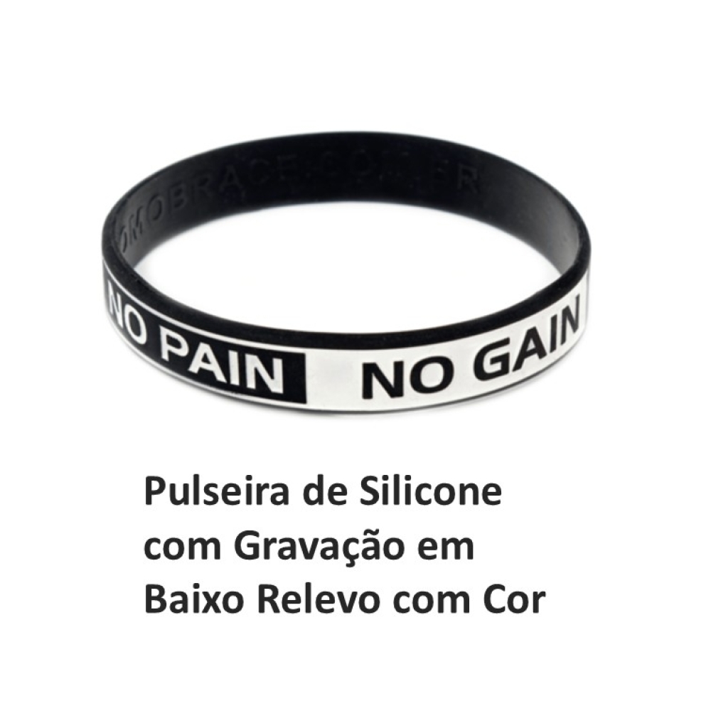 Pulseira de Silicone com Gravação em Baixo Relevo com Cor-brace0001